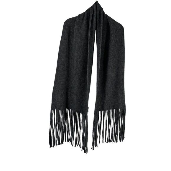 Lucky Brand Scarf Gray Rectangle Fringe Long Womens Warm Knit Fall Winter Scarf - Picture 1 of 7